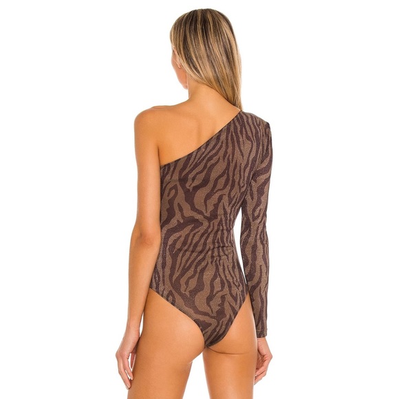 Hansen & Gretel / Revolve Misha One Shoulder Bodysuit in Zebra Print NWT - Picture 4 of 12